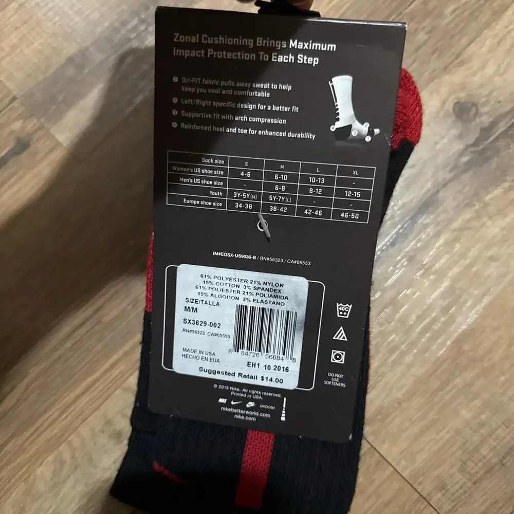 2013 Nike Elite Cushioned Basketball Dri-Fit Red Black Vintage Crew Socks